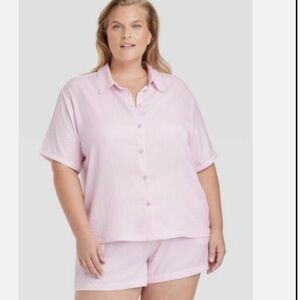 Collar Pajama Set - Auden Pink  Plus Size 2X